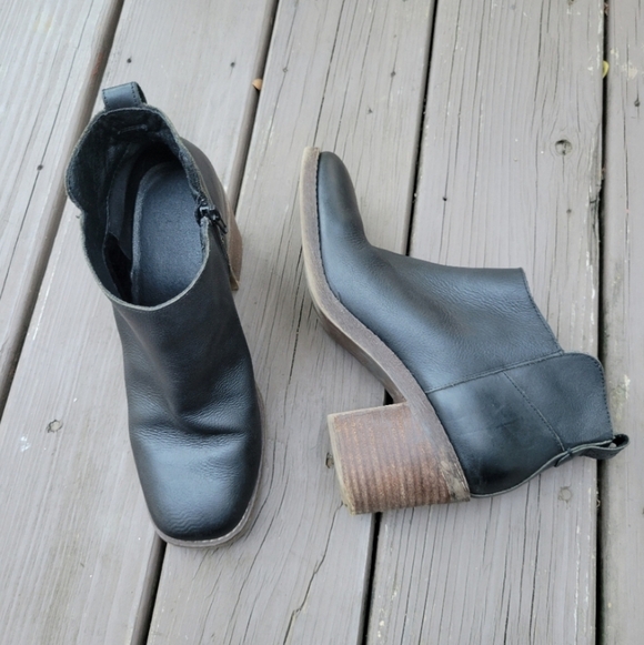 Vintage 90s y2k Bratz Black Leather Chunky Heel Square Toe Ankle Boots Booties 9 - Picture 10 of 10